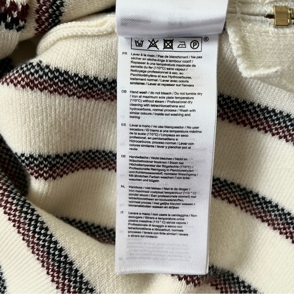 Maje Matina Jacquard Wool Blend Knit Boxy Striped Turtleneck in Ecru Size Small - Picture 11 of 14